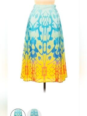 Reiss Ombre Pleated Skirt in Blue, Yellow & Orange